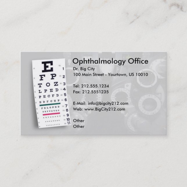 CUSTOMIZABLE Ophthalmology Business Card (Front)
