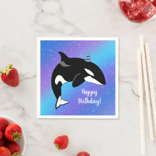 Customizable Orca Killer Whale Birthday  Napkin