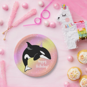 Customizable Orca Killer Whale Birthday  Paper Plate