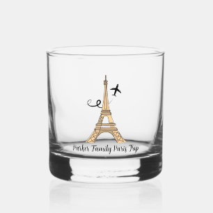 Customizable Paris Trip Chic Eiffel Tower Whiskey Glass