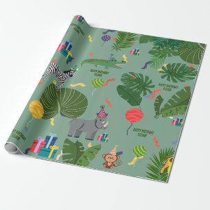 Customizable Party Animals Zoo Jungle  Wrapping Paper