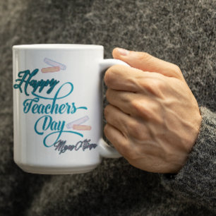 Customizable Pastel Blue Happy Teachers Day  Coffee Mug