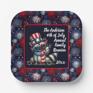 Customizable Patriotic Raccoon 4th of July Party  Paper Plate