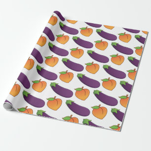 Customizable Peach and Eggplant Wrapping Paper