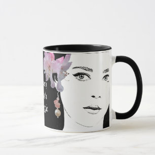 Customizable personal pink flowers boho gothic mug