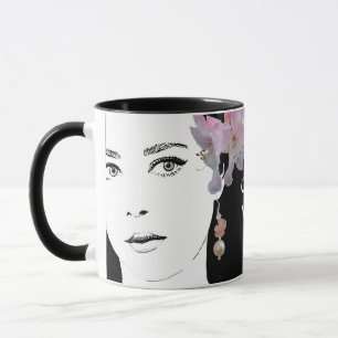 Customizable personal pink flowers boho gothic mug