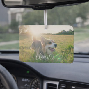 Customizable Pet Photo Template & Text For Name  Car Air Freshener