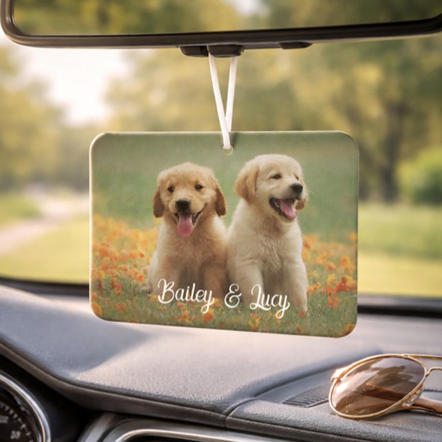 Customizable Pet Photo With Customizable Name Text Car Air Freshener (Creator Uploaded)