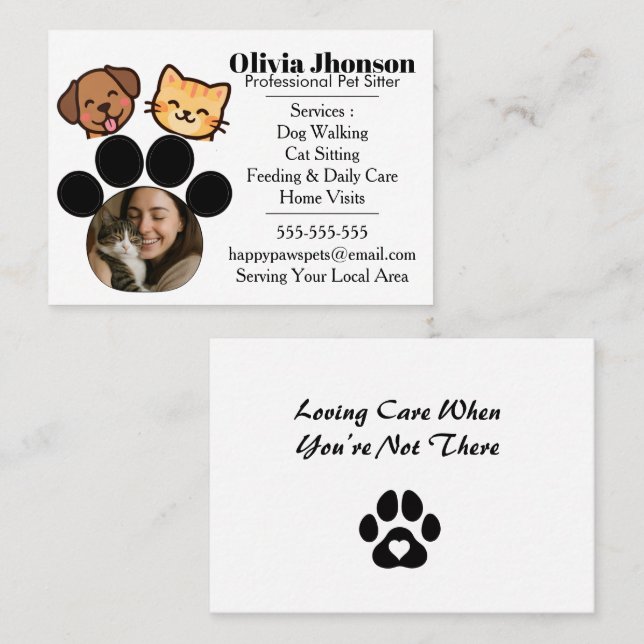 Customizable Pet Sitter Business Card (Front/Back)