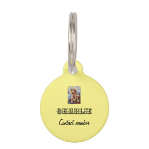 Customizable pet tag. Pictures and text.  Tag