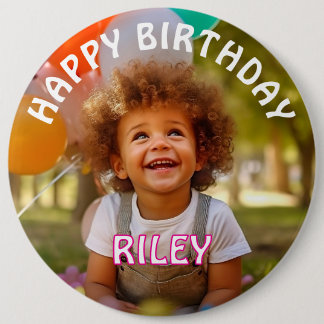 Customizable Photo and Name Birthday Button