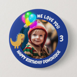 Customizable Photo, Name And Age Birthday Button