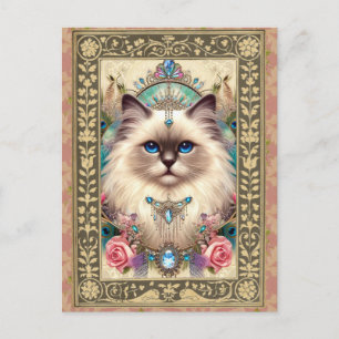 Customizable Photo Post Card Ragdoll Cat Vintage 