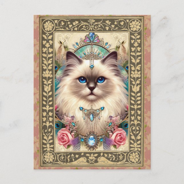 Customizable Photo Post Card Ragdoll Cat Vintage  (Front)