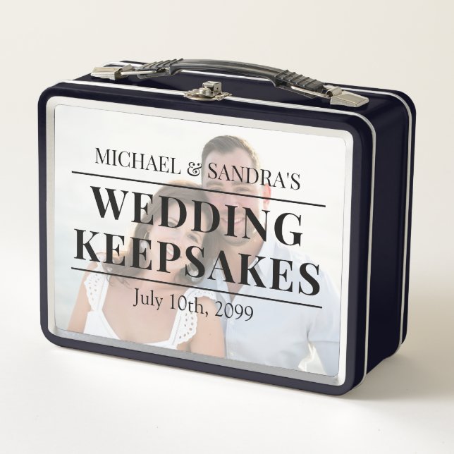 Customizable Photo Wedding Keepsakes Metallic Box (Front)
