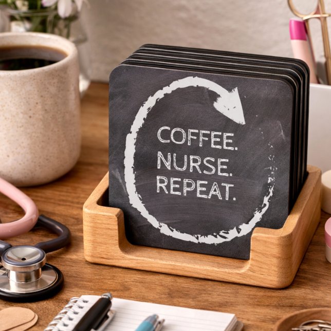 Customizable Phrase Coffee Nurse Repeat Coaster (Creator Uploaded)