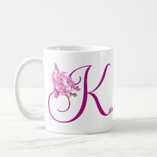 Customizable pink floral Karen name monogram fun Coffee Mug