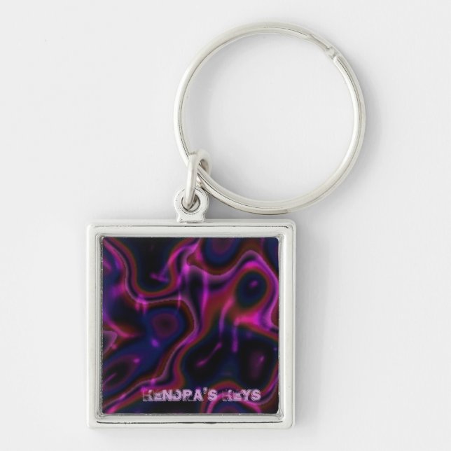 Customizable Pink Multicolor Swirl Keychain (Front)