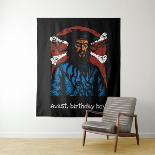 CUSTOMIZABLE PIRATE BLACKBEARD TAPESTRY