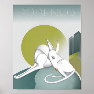 Customizable Podenco Dog Art Deco Design Poster