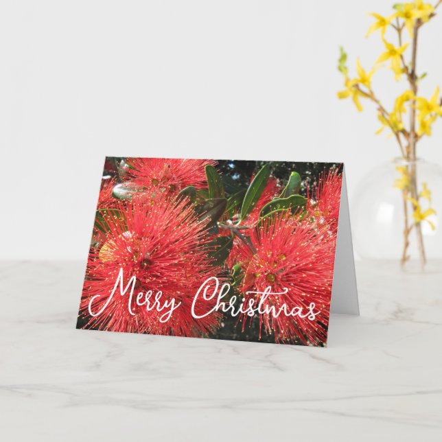 CUSTOMIZABLE POHUTAKAWA XMAS KIWI CARD (Yellow Flower)