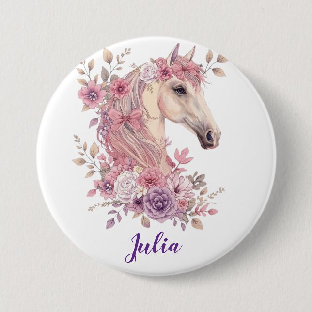 Customizable Pretty Ponies and Petals 7.5 Cm Round Badge (Front)