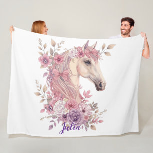 Customizable Pretty Ponies and Petals Fleece Blanket