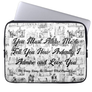 Customizable Pride and Prejudice Ardently Quote Laptop Sleeve