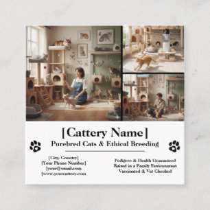 Customizable Professional Cattery and Cat Breeder Square Business Card