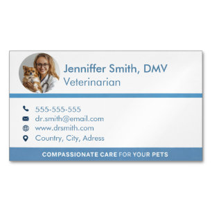Customizable Professional Veterinarian Magnetic Business Card