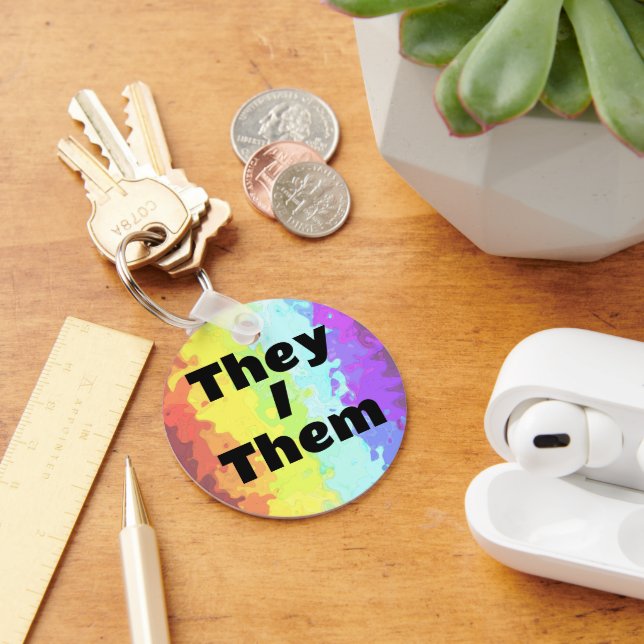 Customizable Pronoun Neurogender    Pride Flag   Key Ring (Desk)
