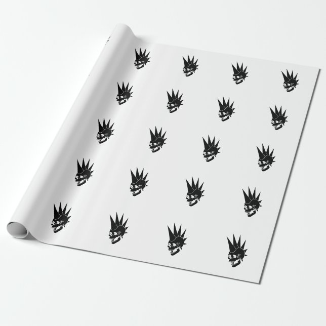 Customizable Punk Skull Version 2 Wrapping Paper (Unrolled)