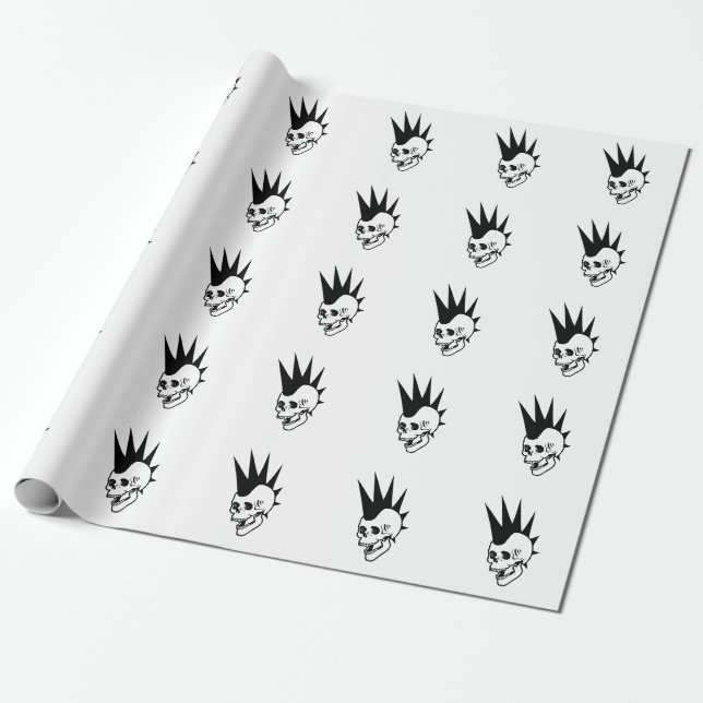 Customizable Punk Skull Wrapping Paper (Unrolled)