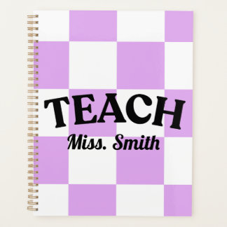 Customizable Purple Checkered Teacher Planner