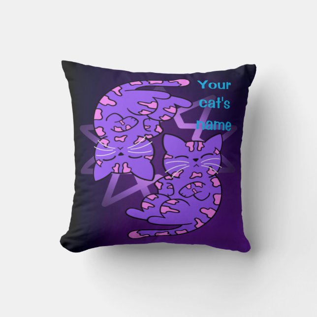 Customizable Purple Gemini Kittens Decagon Purple Cushion (Front)
