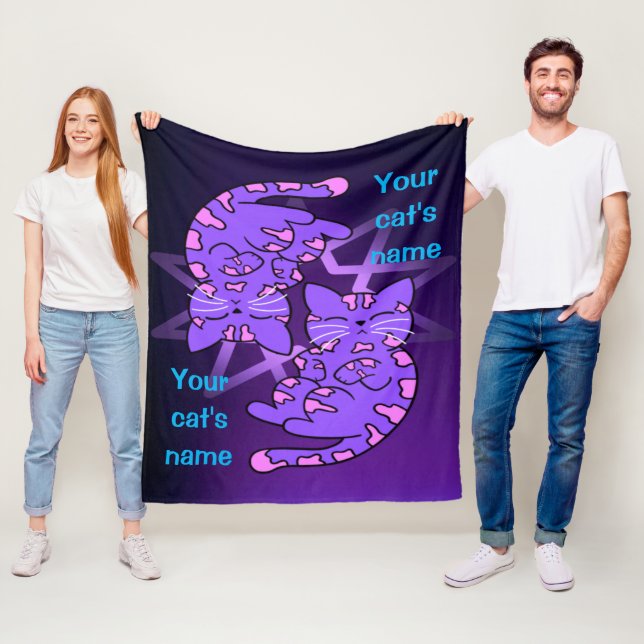 Customizable Purple Gemini Kittens Decagon Purple Fleece Blanket (In Situ)