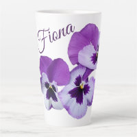 Customizable purple pansy flowers name Fiona fun