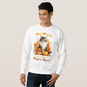 Customizable Purr-fect Autumn Cat Missy Sweatshirt