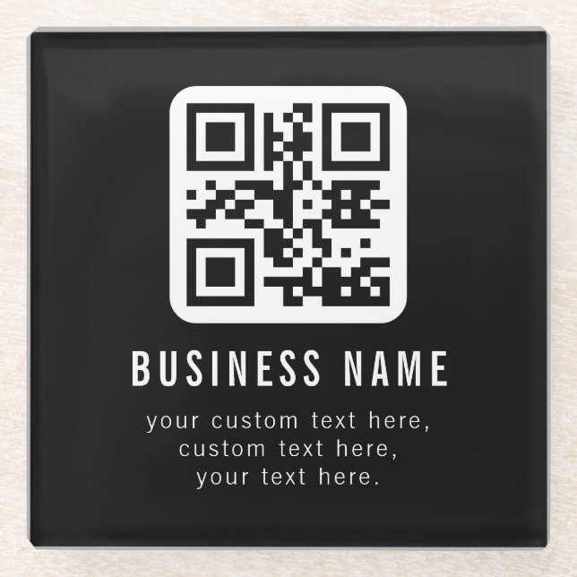 Customizable QR Code & Editable Text Design Glass Coaster (Front)
