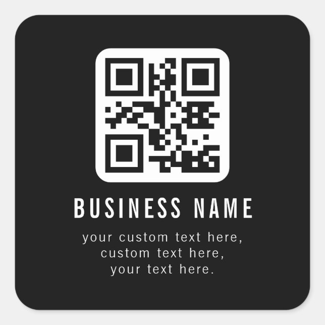 Customizable QR Code & Editable Text Design Square Sticker (Front)