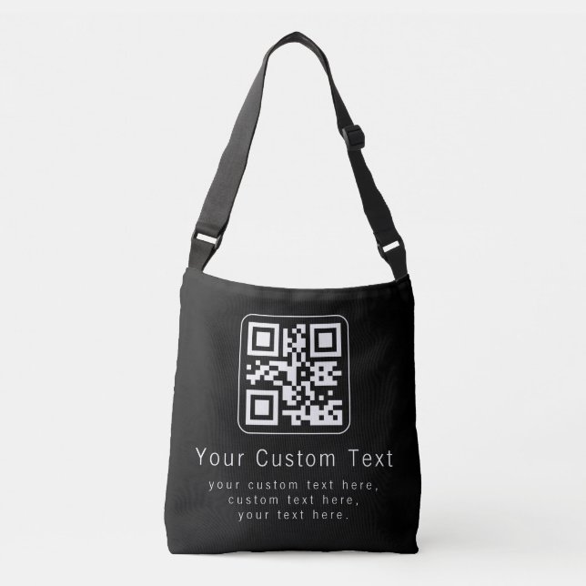 Customizable QR Code & Editable Text Template Crossbody Bag (Front)