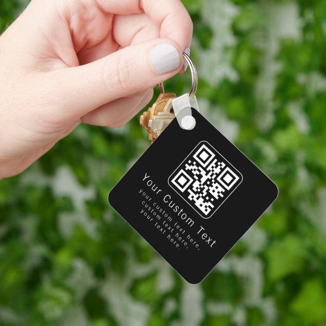 Customizable QR Code & Editable Text Template Key Ring (Hand)