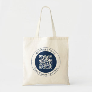 Customizable QR code & Text   Dark Navy Blue Tote Bag