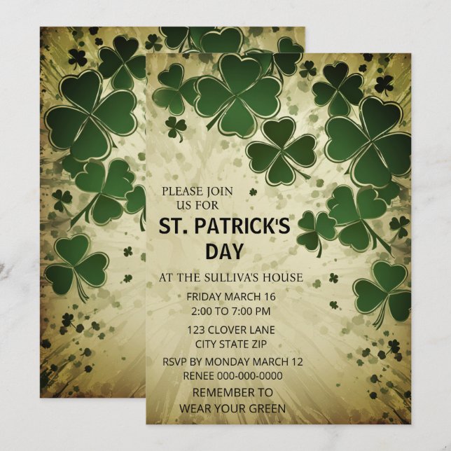 Customizable Radiant Green Celebration Design Invitation (Front/Back)