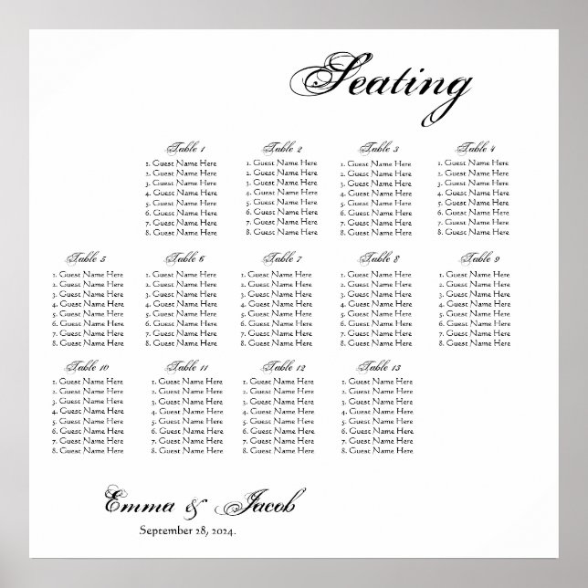 Customizable Reception Seating Chart (Front)