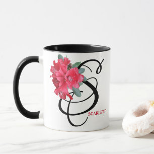 Customizable red flowers S monogram by Berglind M Mug