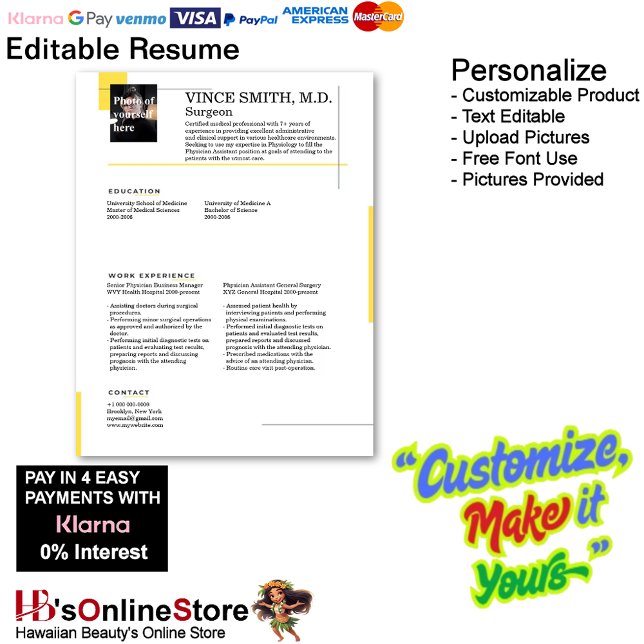 Customizable Resume Template with Photo 11 Custom Letterhead (Customizable Resume Template with Photo Letterhead 11.)