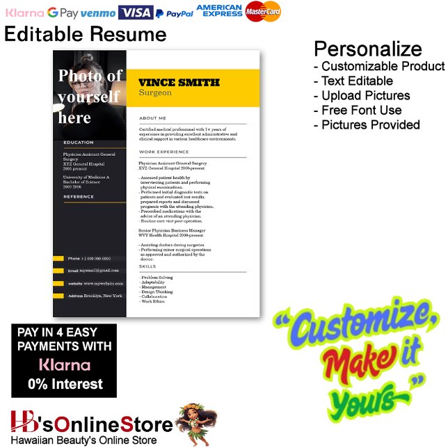 Customizable Resume Template with Photo 14 Custom Letterhead (Customizable Resume Template with Photo Letterhead 14.)