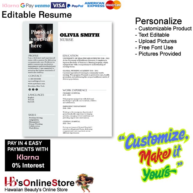 Customizable Resume Template with Photo 17 Custom Letterhead (Customizable Resume Template with Photo Letterhead 17.)