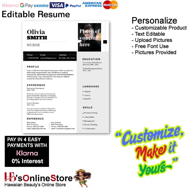 Customizable Resume Template with Photo 19 Custom Letterhead (Customizable Resume Template with Photo Letterhead 19.)